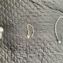 Used Fossil Watch , Necklace With Matching Silver Steel Bracelet 