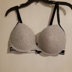 BEBE Gray & Black Lined Push Up Bra New