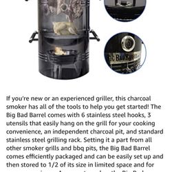 Big Bad Barrel  5 in 1 Smoke Charcoal Grilled