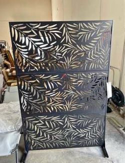 Assembled New 48x76 Inch Outdoor & Indoor Privacy Screen Steel, Modern Black Freestanding Decor