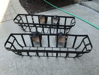 Panacea Flat Iron Series Set Of 2 Metal 30” Planter Box With Brackets 