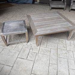 Kingsley Bate Teak Outdoor Patio Tables – Coffee Table + Side Table Set