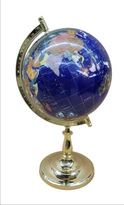 Stunning 24" Handcrafted Lapis Lazuli Gemstone World Globe Luxury Executive Decor