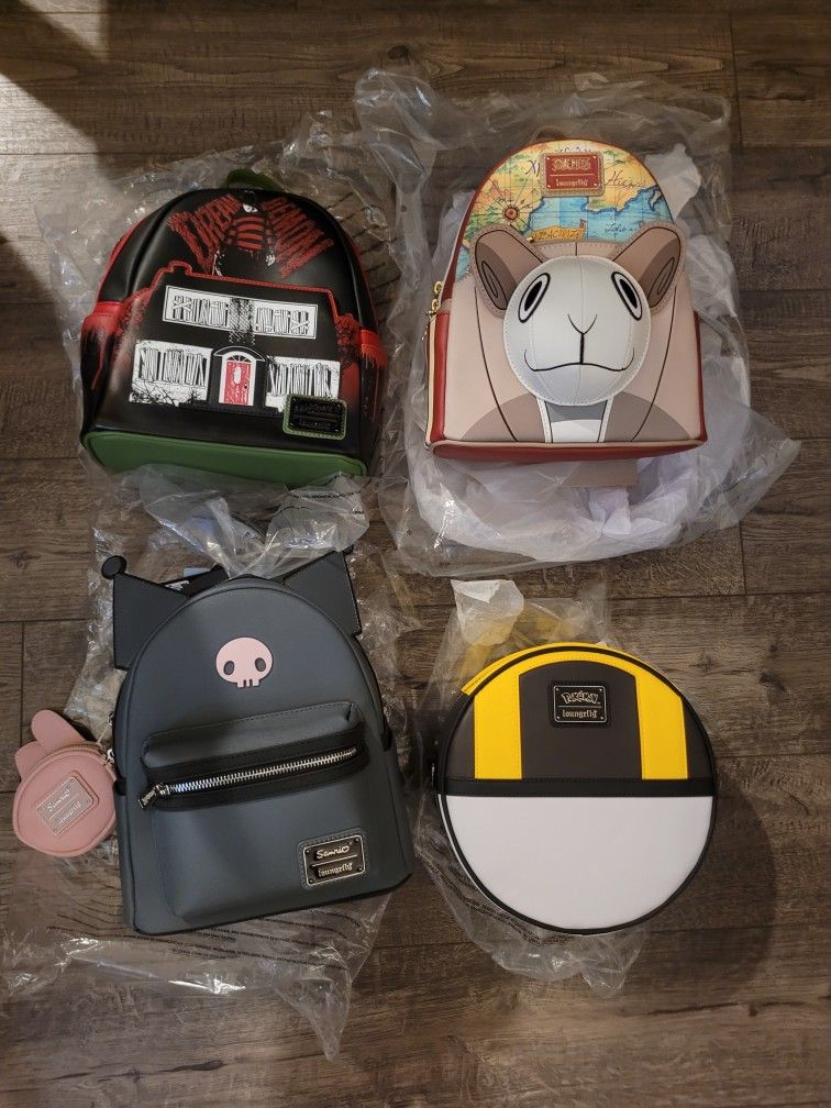 👀 Loungefly Backpack LOT! Pokemon, Nightmare on Elm Street, Sanrio, One Piece!! SUPER SALE!!👀