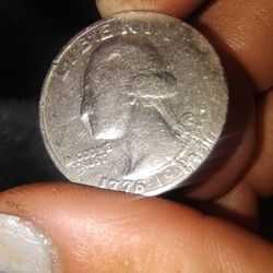 Bicentennial Quarter no Mint Mark Error Flat Rim Struck Through 