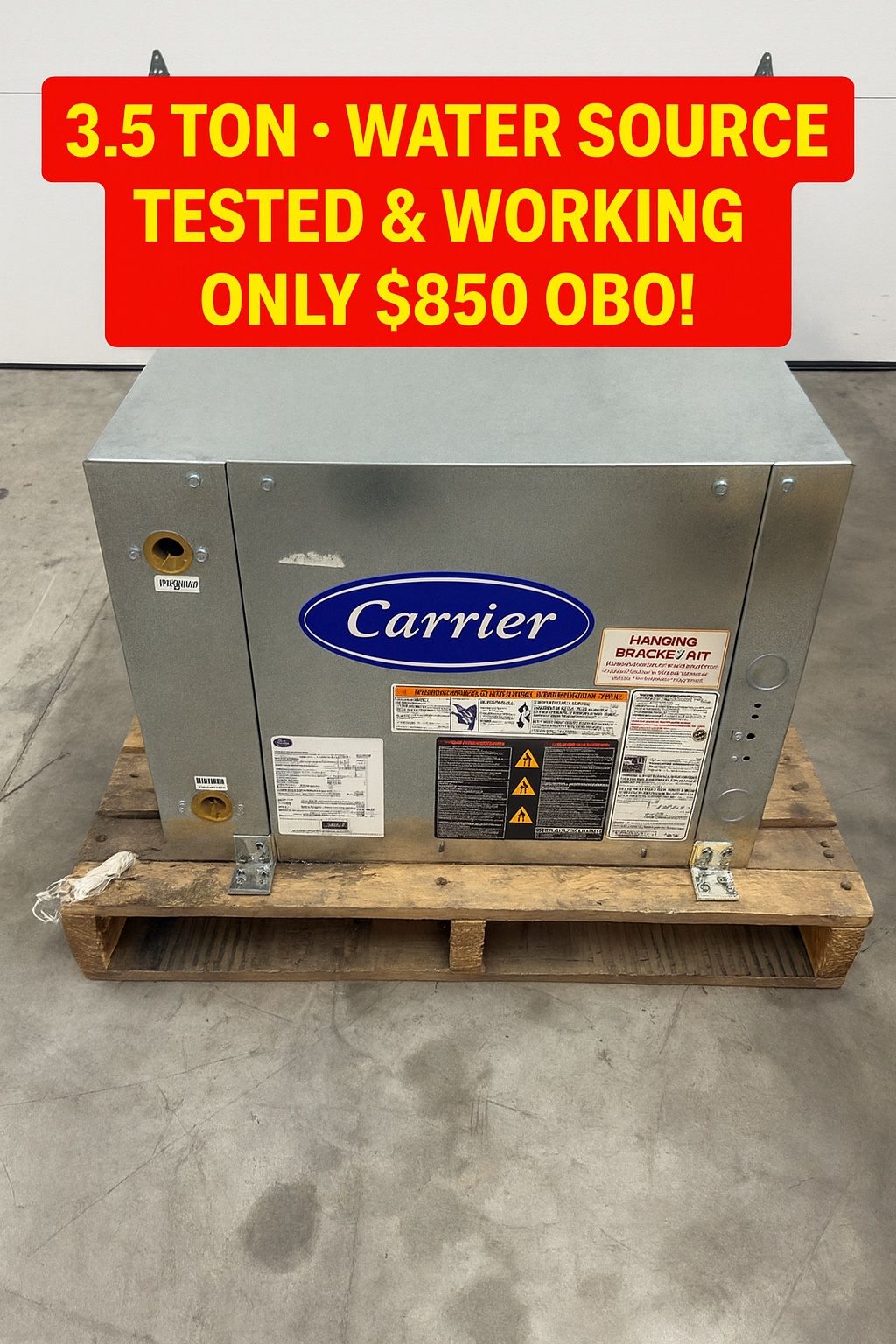 🔥 FOR SALE: Ton Carrier Water Source AC Unit (R 410A) – Like