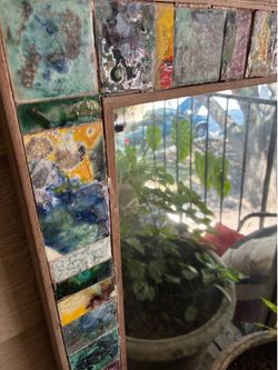 Mirror with ceramic tile mosaic frame