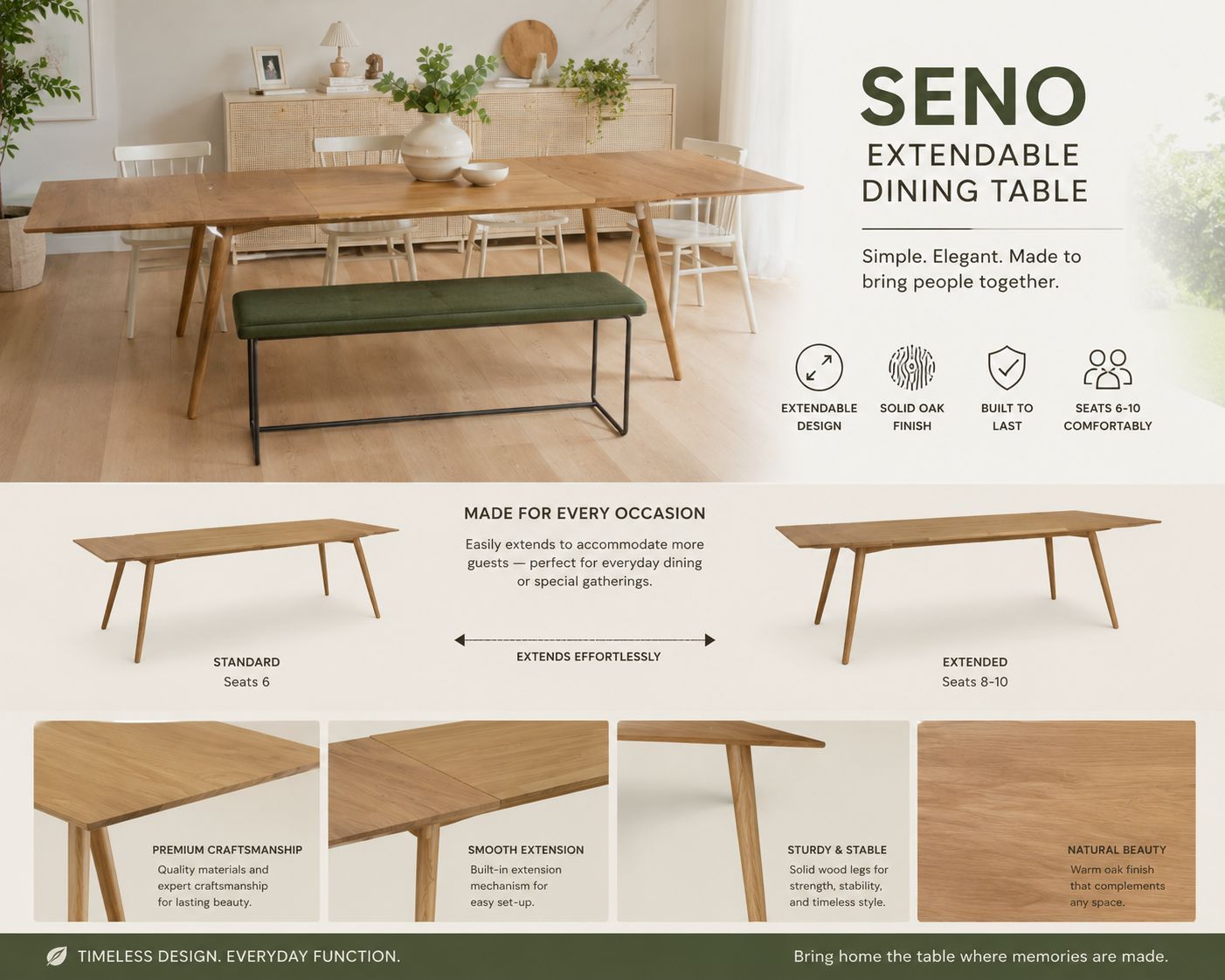 Seno extendable dining table by Article