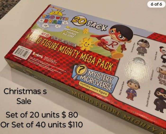 Brand New Ryan's World Micro Figure Mighty Mega Pack PW Games 20 Pack New