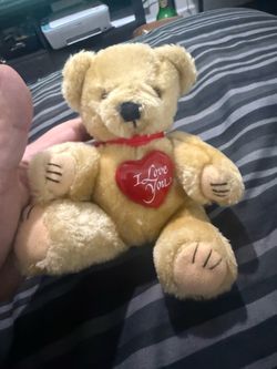 Brown Teddy Bear Red I Love You Heart Vintage 1985 Graphics Intl Plush 5" Lovey