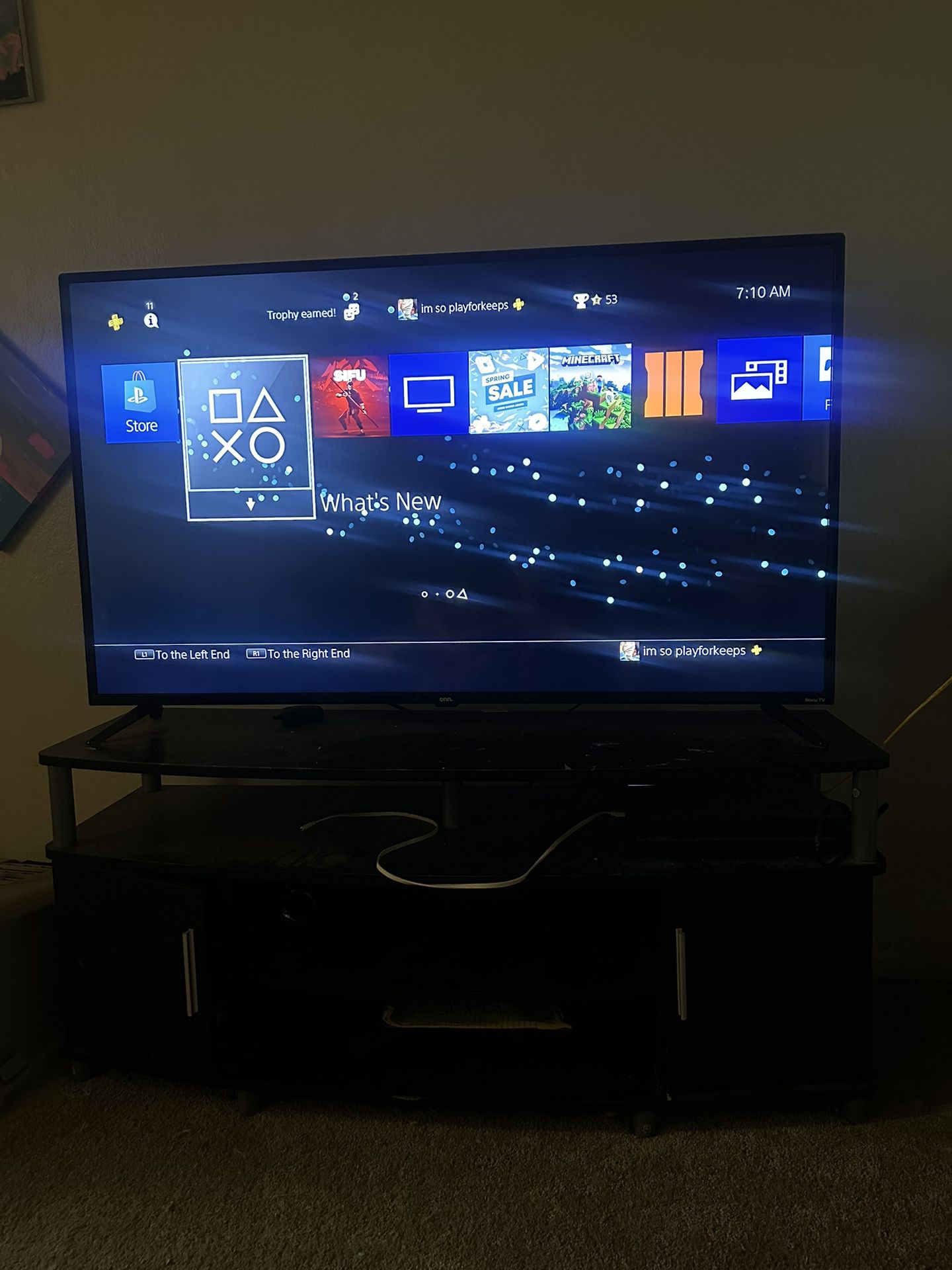 PS4 + 60" ONN ROKU TV FOR $300