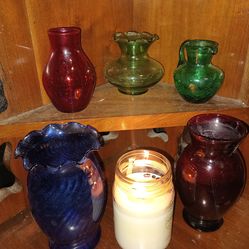 (5)pc Vintage Glass (red,green,blue)