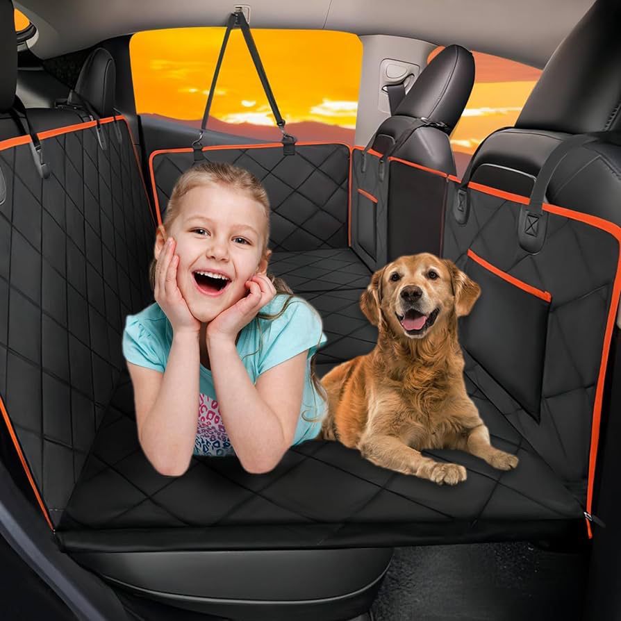 Back Seat Extender for Dogs - Holds 400lb, Hard Bottom Dog Bed Back Seat Cover, Pet Car Seat Cover Backseat Extender, Waterproof Dog Car Hammock for C