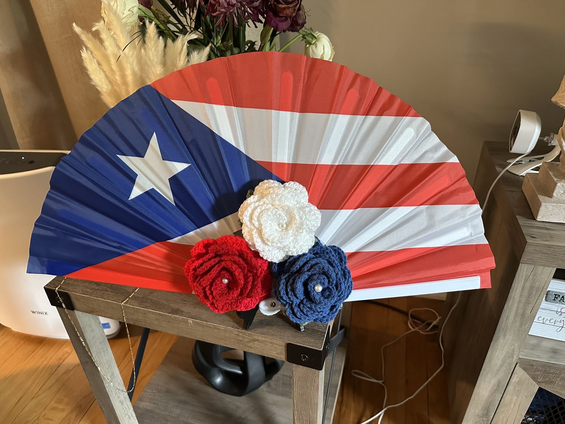 Puerto Rico Fan With Crochet Flowers 🌺 This