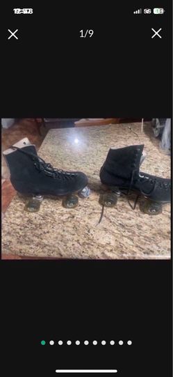 Roller Skates Riedell Size 8 Quad Roller Skates Black Suede W Custom Wheels