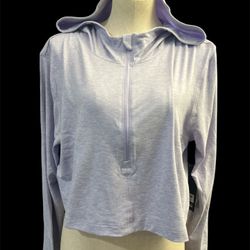 90 Degrees Lavender Half Zip Pullover Hoodie Top Cropped Hoodie