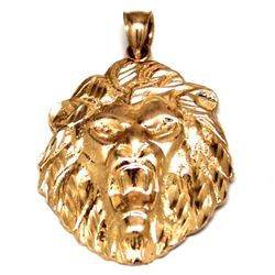Mens 10K Gold Lion Head Pendant