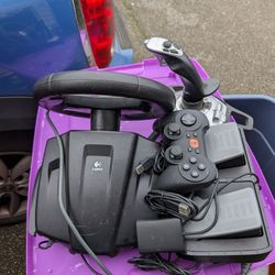 Logitech Nascar Steering Wheel And Pedal And Wireless Remote Works 