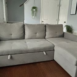 Reversible Sleeper Sectional Sofa with a Pull-out bed and Storage Chaise