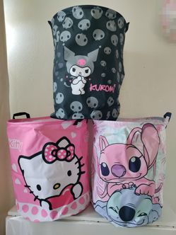 Lilo & Stitch / Hello Kitty / Kuromi Collapsible Canvas Laundry Basket Plush Stuffed Animal Storage