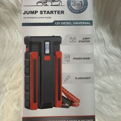 4000A Car Battery Jump Starter, 12V Jump Starter, Powerbank and Flashlight 3 in 1