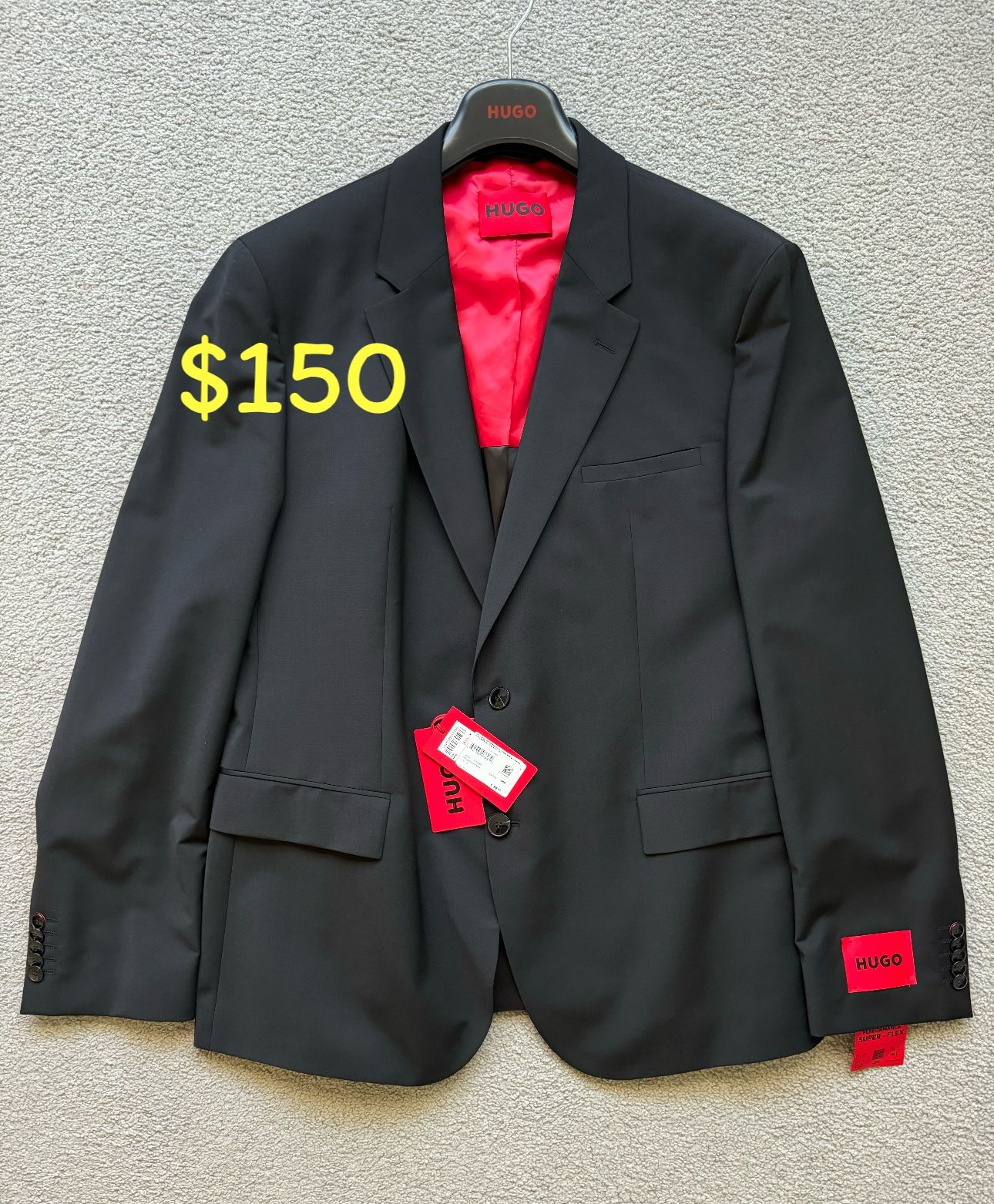 Hugo Boss Modern Fit Solid Wool-Blend Suit Jacket Size 46R Brand New