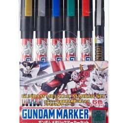 Gundam Metallic Model Markers Color Pens Basic 6 piece Set Bandai Mr. Hobby NEW!