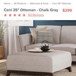 Article, Ceni Chalk Gray Ottoman