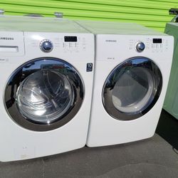 Samsung Front Load Washer And Stackable Gas Dryer Set 