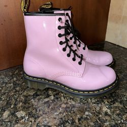 Pastel Pale Light Pink Dr Doc Martens Patent Leather BOOTS Size 5