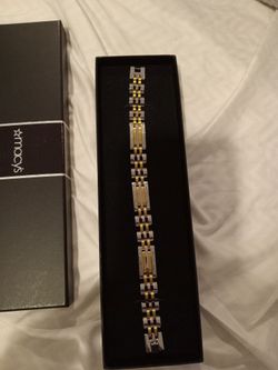 New-Men's Gold And Diamond Link Bracelet
