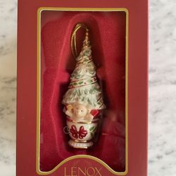Ornament/Porcelain Vintage Lenox Christmas Tree with Teddy Bear-NEW 