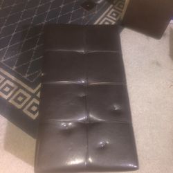 Black Leather Stool With Opening For Storage 