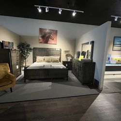 King Bed, Dresser, Mirror And Nightstand 