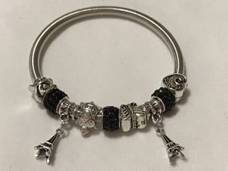 Black bead Paris bracelet