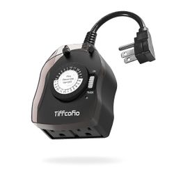 Tiffcofio Outdoor Weatherproof Mechanic Coutdown Timer w/ Two Outlets - Black