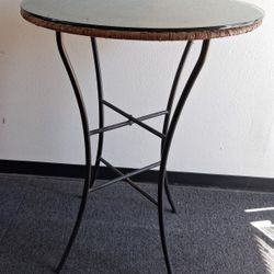 Rattan Bistro Table With Glass Top