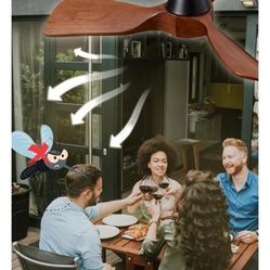 LINHER 3 Blades Wood Outdoor Ceiling Fan