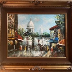 Original Hand-Painted Oil Painting | Framed Cityscape | Certified Original