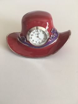 Vintage Elgin Ladies Red Hat Collectible Mini Clock asking $20