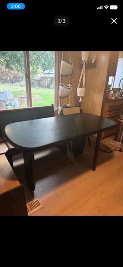 LOW PRICE MOVING- $2k+ SOLID WOOD UNIQUE 3 LEG DINING TABLE