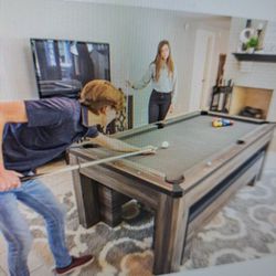 7ft pool table, ping pong and dining table