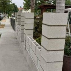 Pillars and retaining wall