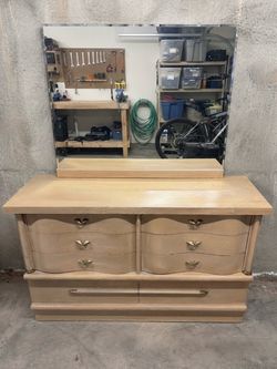 Vintage Wood Dresser with Mirror