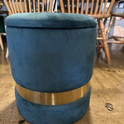 Teal Velvet Storage Ottoman