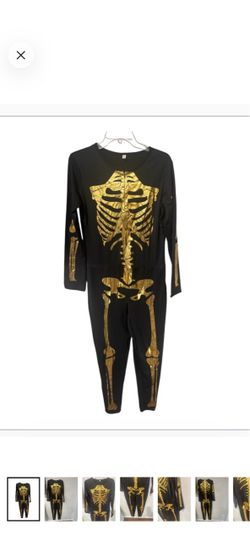 Gold skeleton Halloween costume jumpsuit size medium