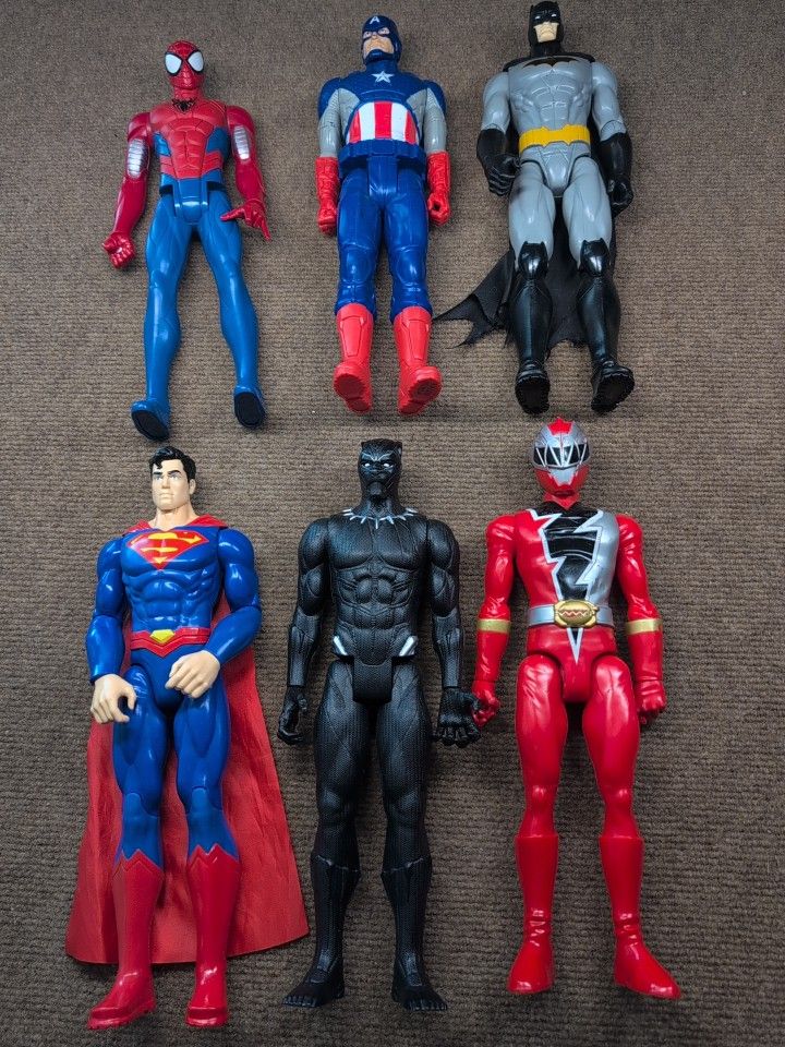 12" action figures Spider-man, Superman, Batman, Black Panther, Captain America