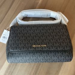 New With Tags Michael Kors Signature Top Handle Shoulder Bag – Black