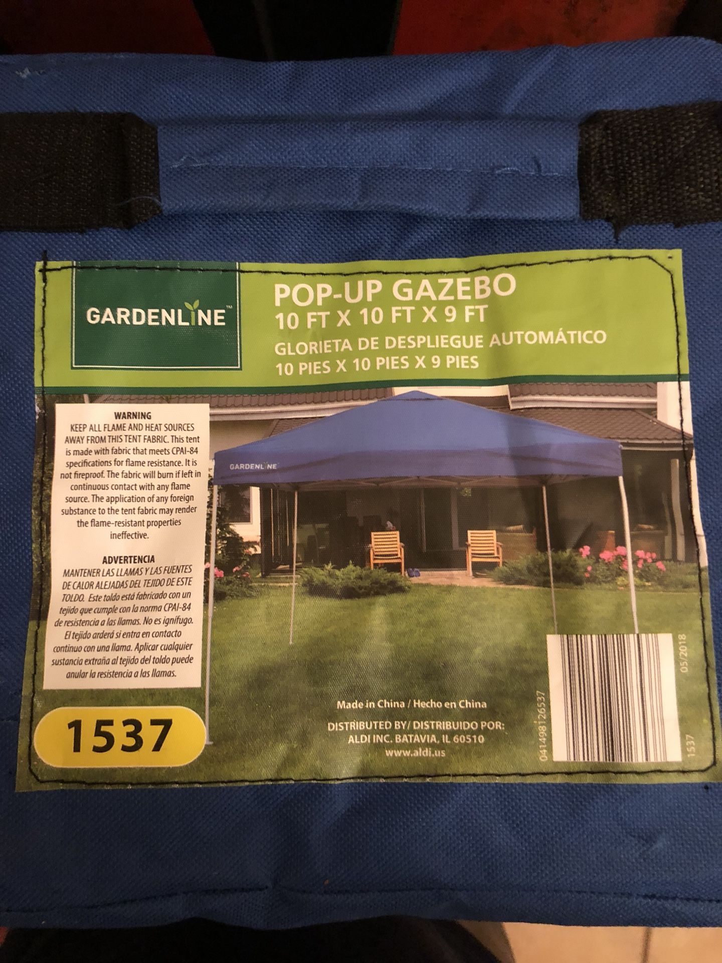 GARDENLINE POP-UP GAZEBO 10FT X 10FT X 9FT —NEW—