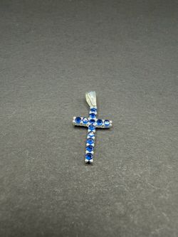 ✝️ Blue Stone Cross Pendant – Sterling Silver ✝️
